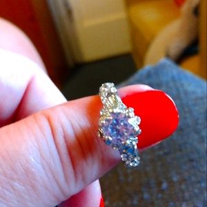 Blue Crystal Sterling Silver Ring